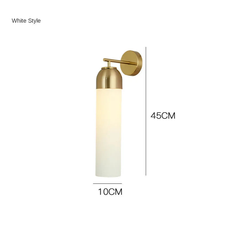 Nordic postmodern glass wall lamp in choice of five colours with 40cm long shade