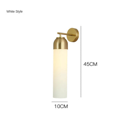 Nordic postmodern glass wall lamp in choice of five colours with 40cm long shade