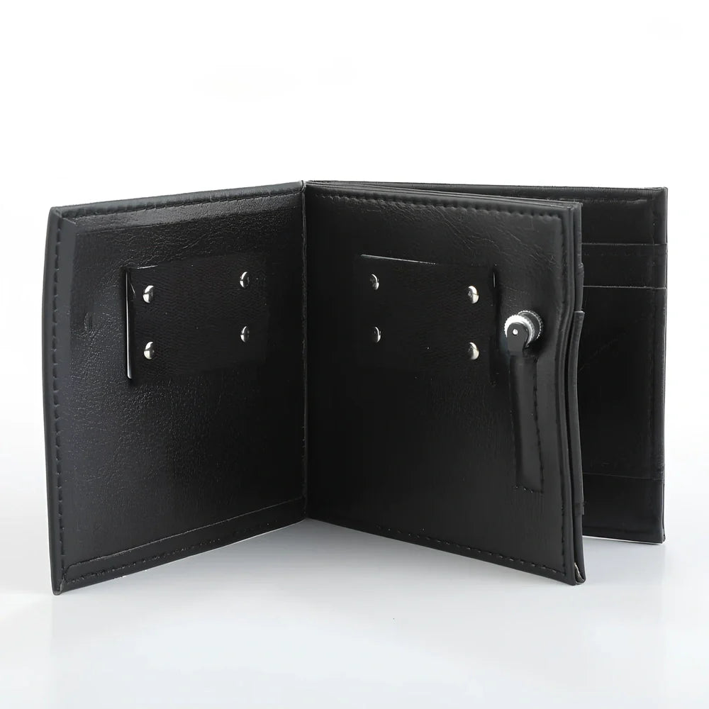Leather magic wallet measuring 11.5x10cm with dual-colour areas for performance deception