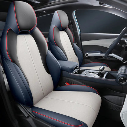Yuan PLUS car seat cushion cover in grey, showing tailored fit on vehicle seat.