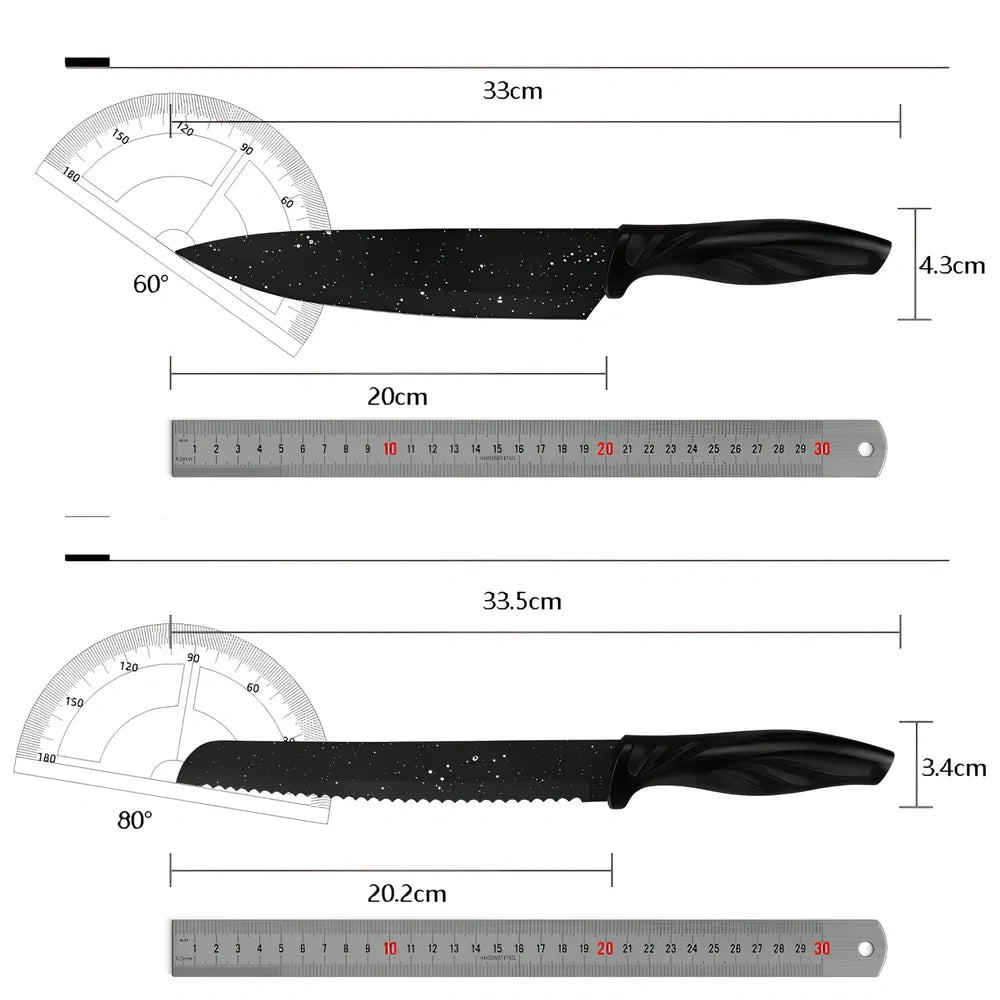 17-piece stainless steel kitchen knife set with Maifanshi coating and 20cm blades