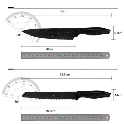17-piece stainless steel kitchen knife set with Maifanshi coating and 20cm blades