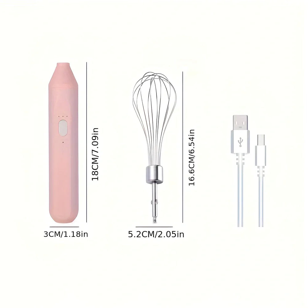 Black hand-held electric whisk with stainless steel beaters and digital speed display