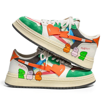 Lace-up sneakers in Rainbow colour with wear-resistant soles, simple design, and plain style