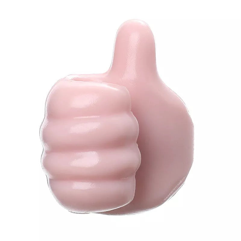 Silicone thumb wall hooks in various colors for organizing kitchen and bathroom items