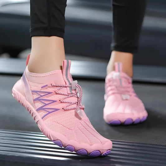 Indoor fitness training shoes with non-slip rubber soles and mesh lining in multiple colour options