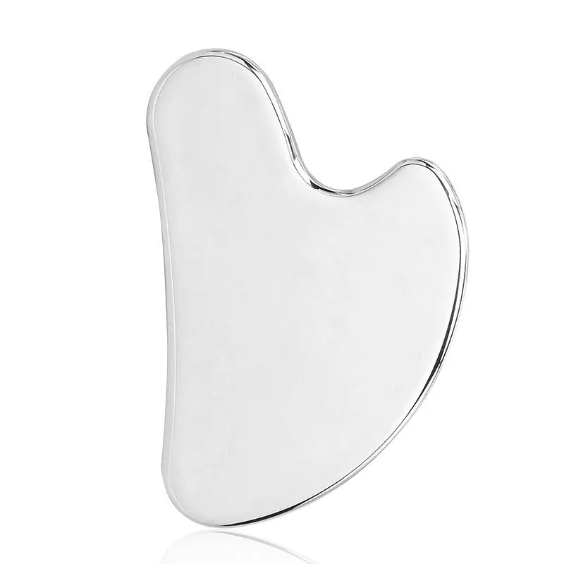 3cm heart-shaped stainless steel facial massage roller and scraping plate set with acupoint map