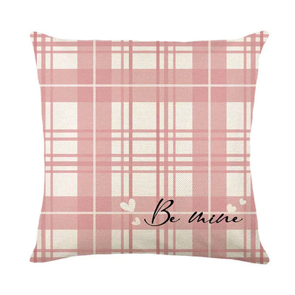 Plaid heart printed pillow cover measuring 45x45cm with four colour options for Valentine's Day home decor