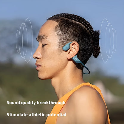 Wireless bone conduction earphones with titanium alloy frame in neck-hanging sports design