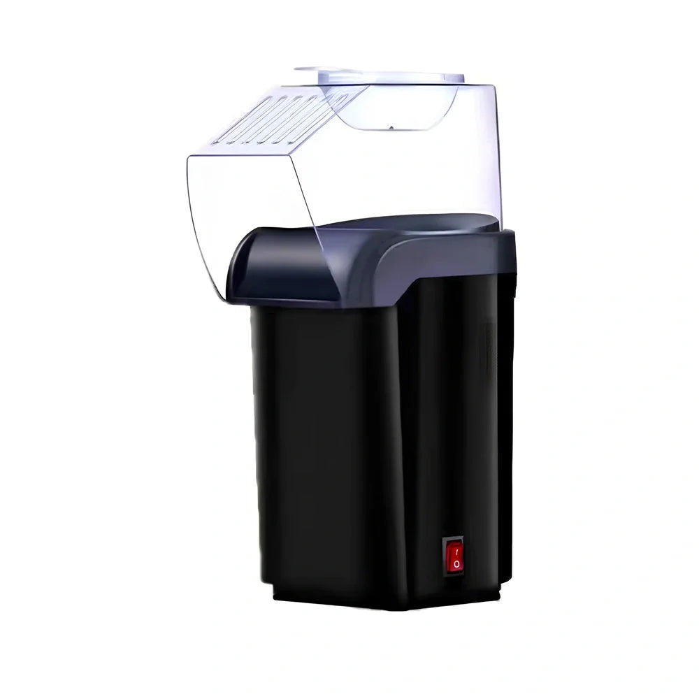 Red countertop popcorn machine with aluminium cooking surface and 1200W heating element