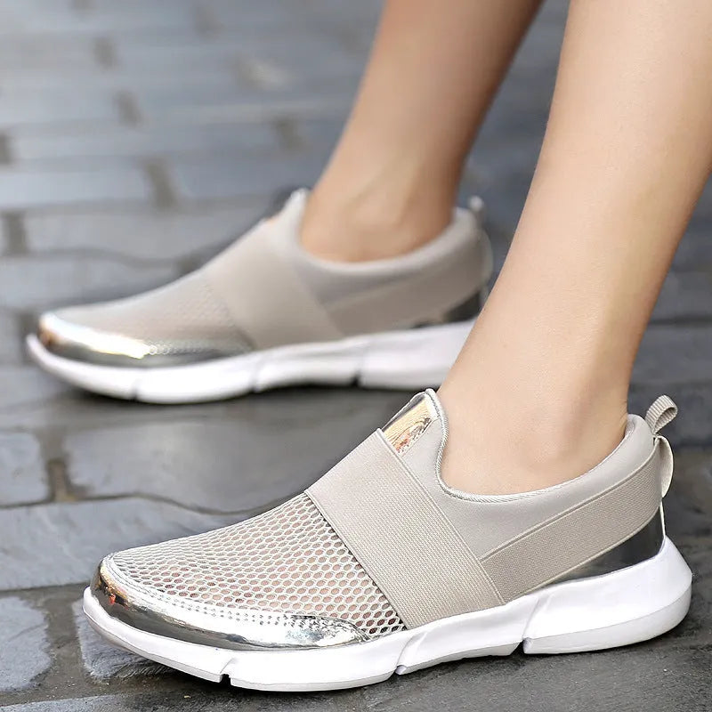 Women's breathable lightweight sneakers in blue, black, grey with mesh insoles and PU midsoles for hard floors