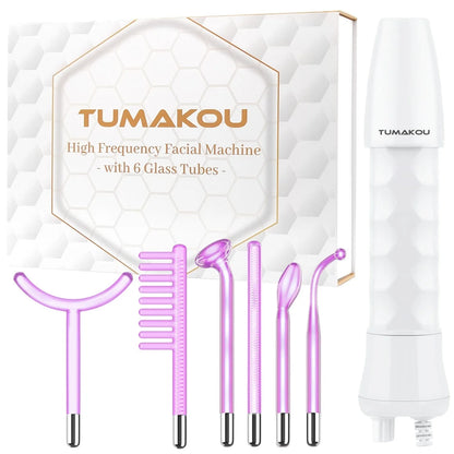 Purple high-frequency beauty instrument with six accessory heads for professional skin treatment