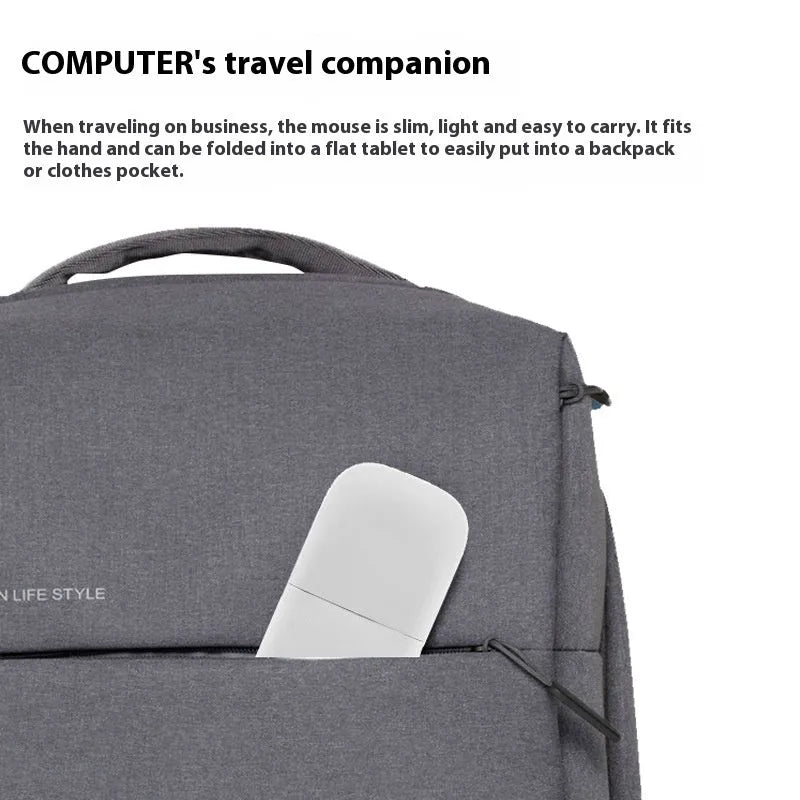 Black folding touch wireless mouse shown in open position with Bluetooth 4.0 logo