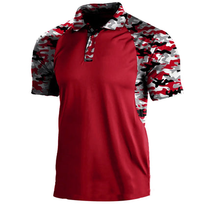 Men's striped short-sleeved polo shirt with lapel collar and zip front in polyester fibre, summer top in sizes S to XXXL
