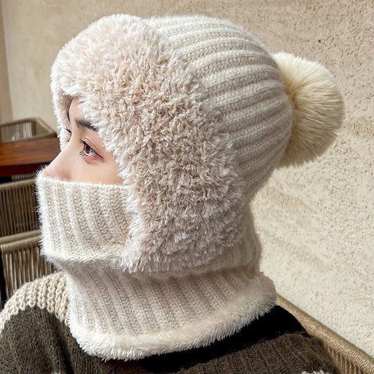 Stylish warm multifunctional hat and scarf combo for winter in various colors