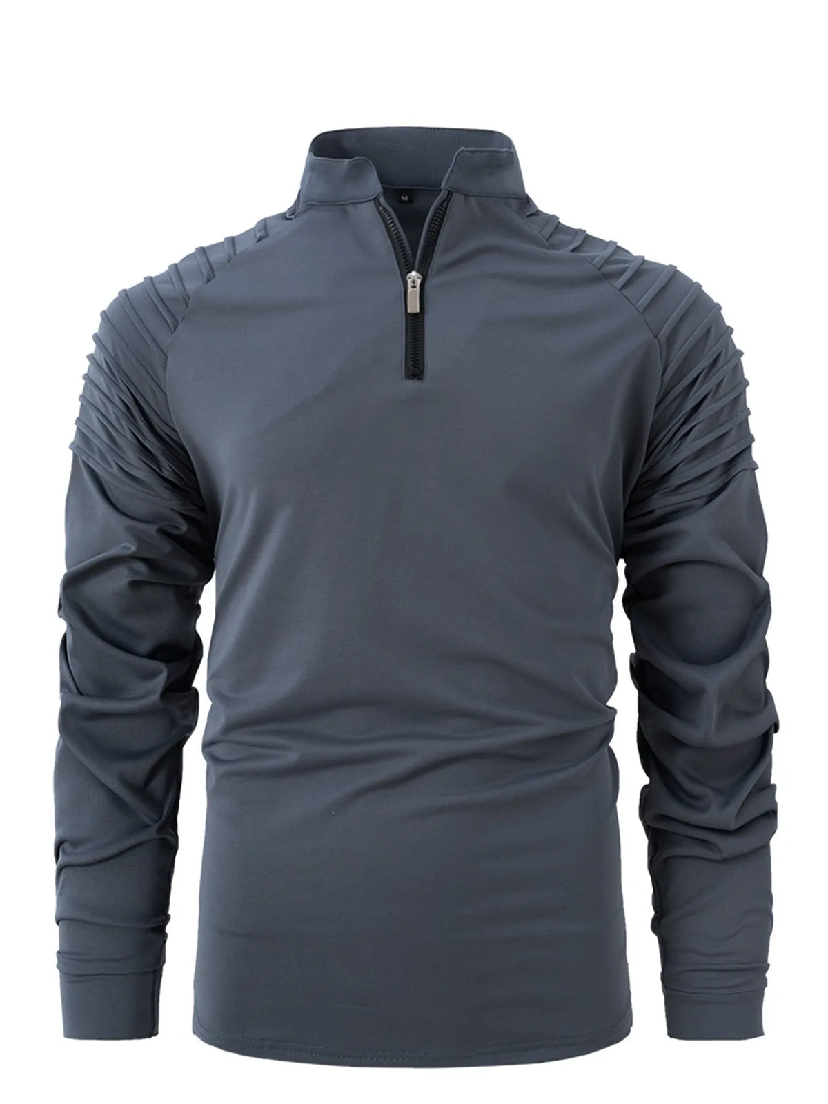 Men's long sleeve zip neck polo shirt in cotton blend, slim fit, available in eight colours and sizes S to XXXL.