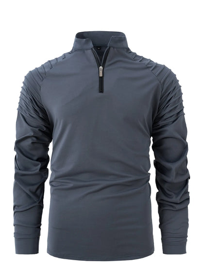 Men's long sleeve zip neck polo shirt in cotton blend, slim fit, available in eight colours and sizes S to XXXL.