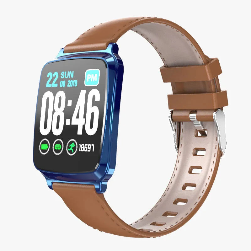 M8 smart bracelet showing zinc alloy body with 2.5D tempered glass screen displaying heart rate data