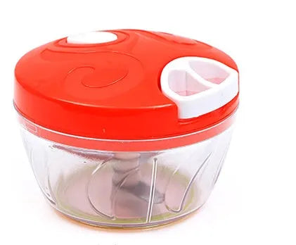 Green manual kitchen chopper with three stainless steel blades and 500ml capacity container