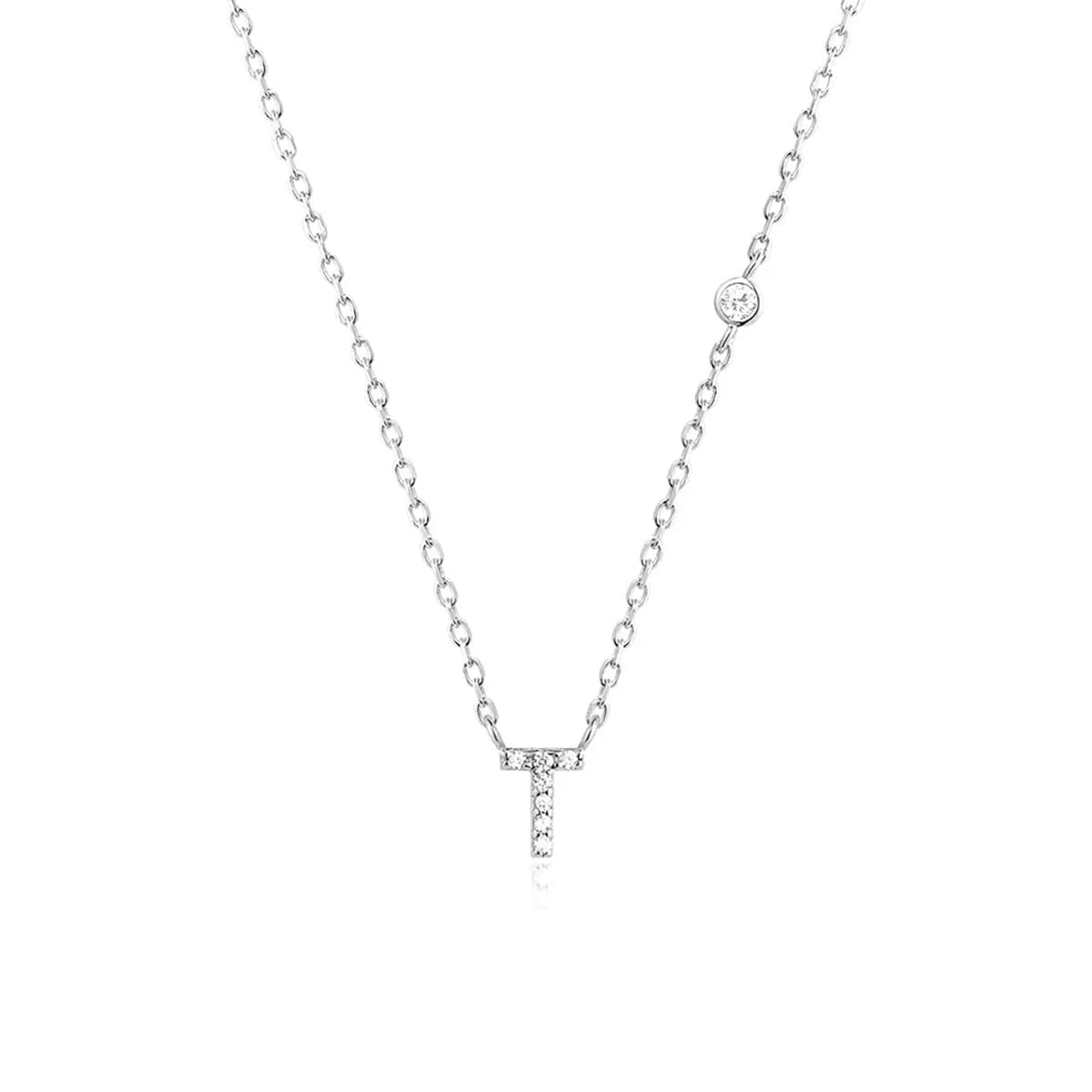 Custom Initial Necklace with sparkling CZ pendant, available in gold or silver finish