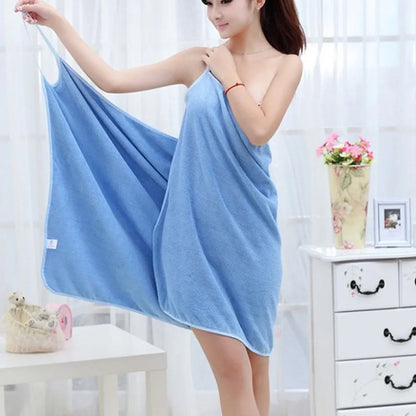 Polyester beach towel dress shown in blue colour with S and L size options for summer beach use