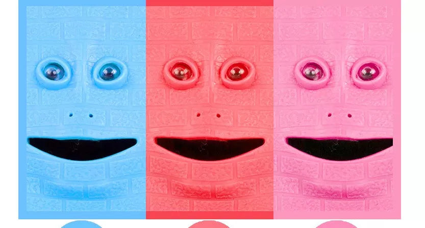 Face Intelligent Induction Electric Piggy Bank with realistic money-eating action in brick blue, pink, or red