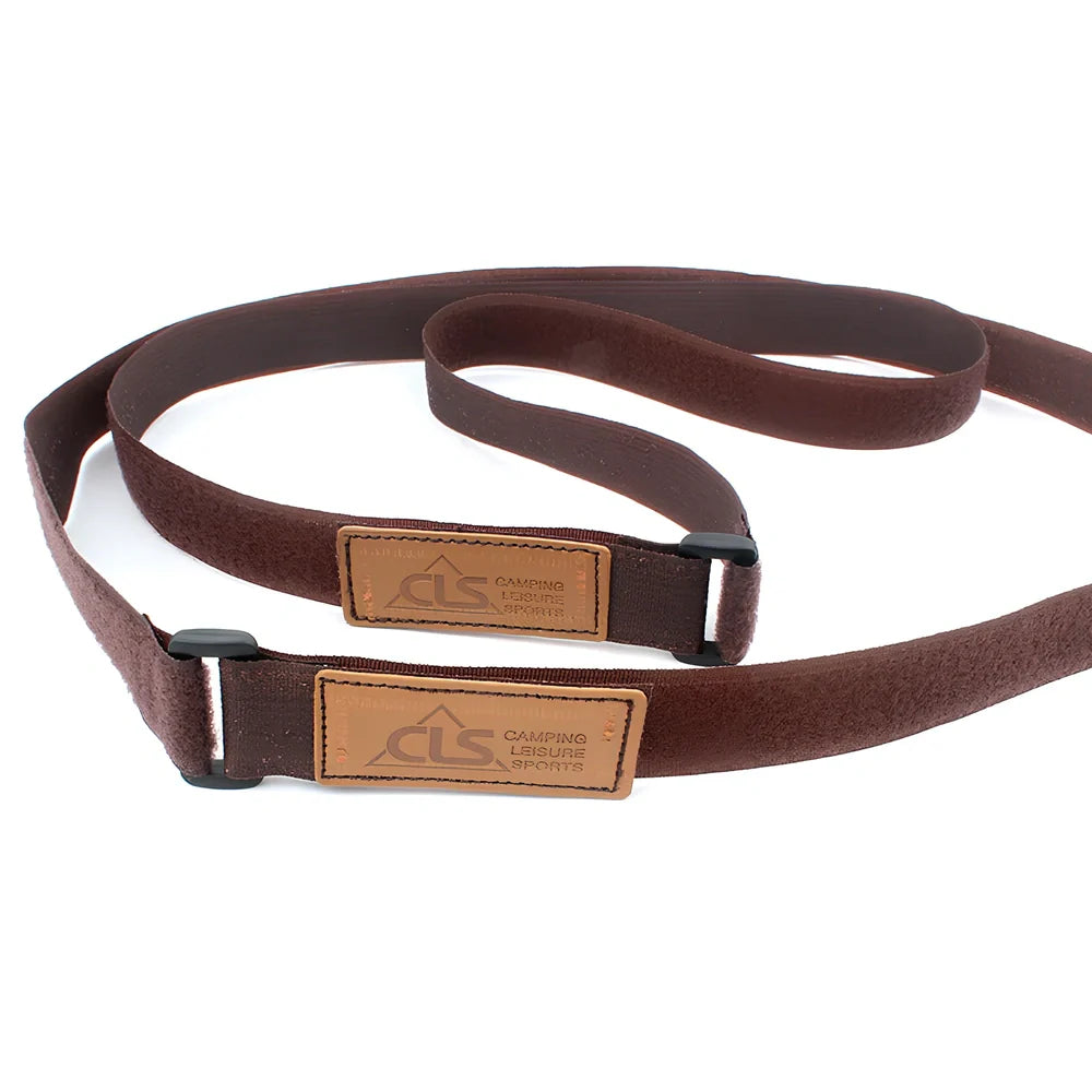 Brown camping binding straps with adjustable buckle, 110cm length for securing outdoor equipment