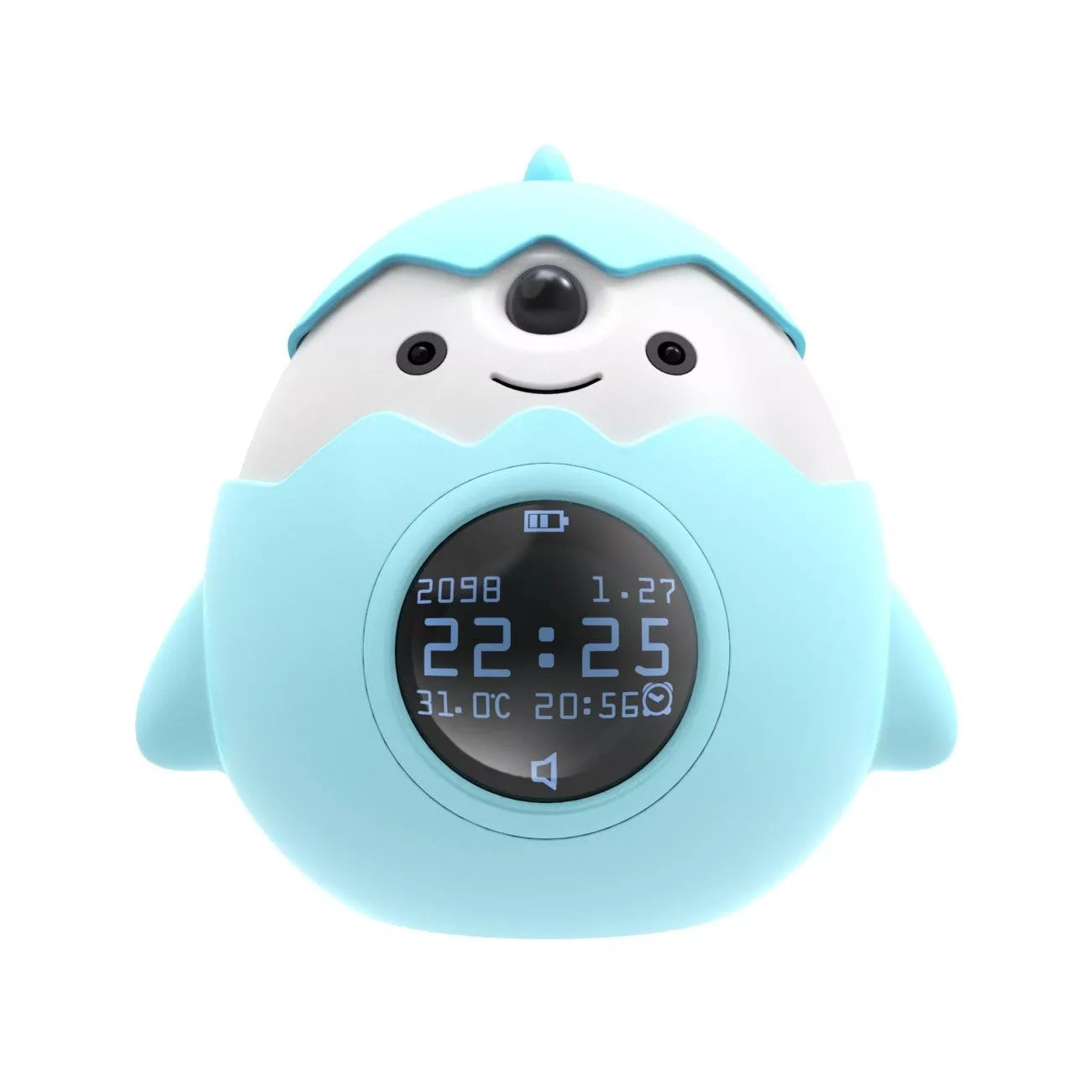Smart alarm clock with anti-myopia feature and infrared sensing in blue and pink options