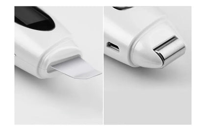Star silver ultrasonic beauty instrument with adjustable vibration, plug charging, and fixed brush head