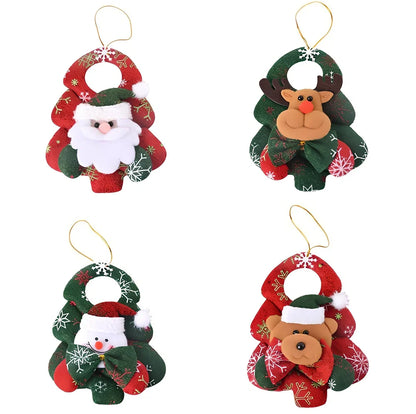 Christmas decoration set showing bear, deer, old man, and snowman characters for festive display