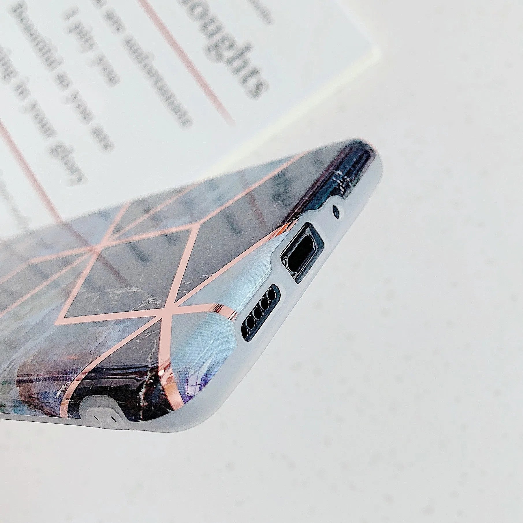 Electroplated marble mobile phone case in various colours for Huawei and Samsung models, showing slim TPU back cover design