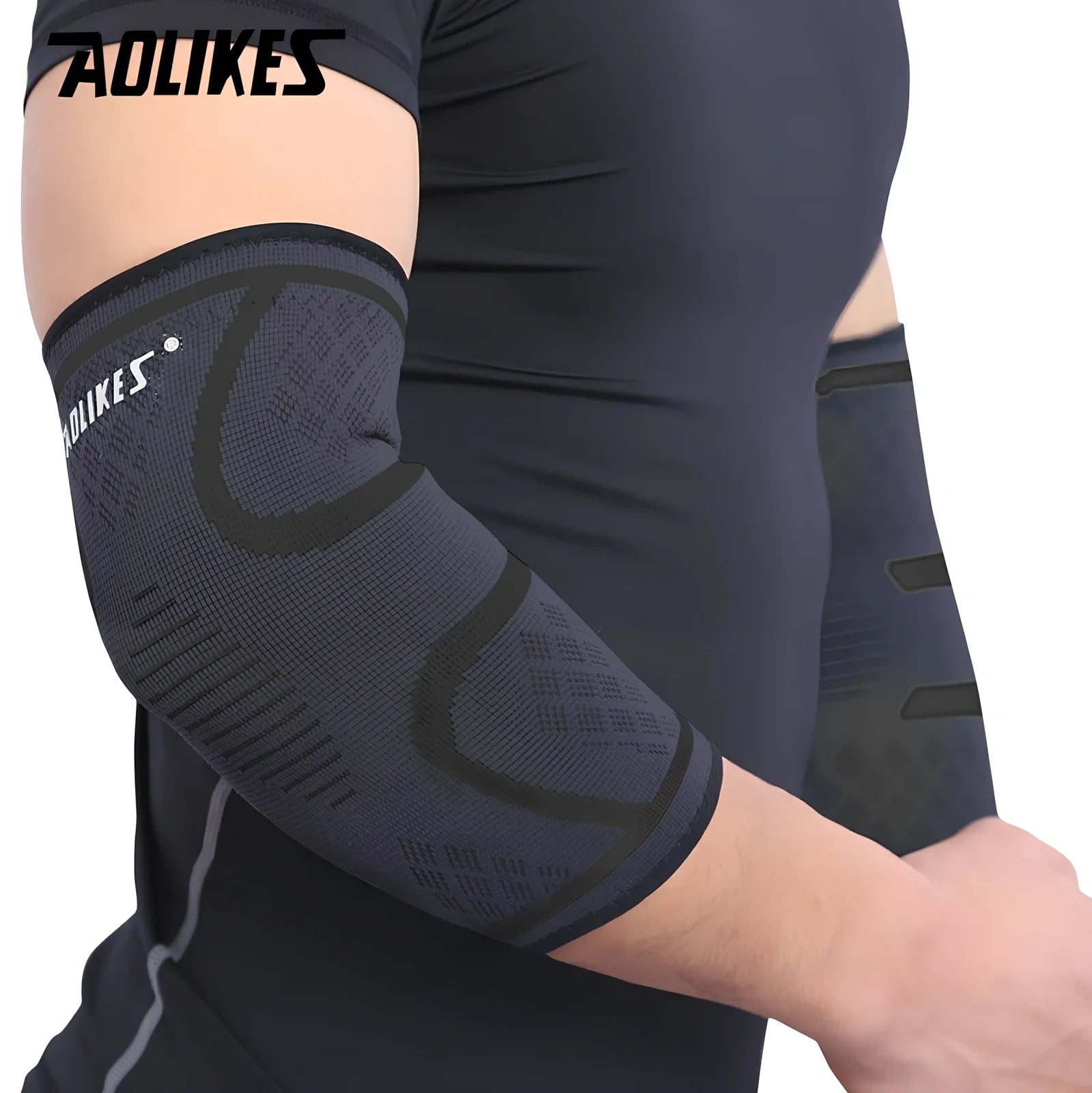 AOLIKES black elbow support with latex silk lining for basketball and volleyball sports compression