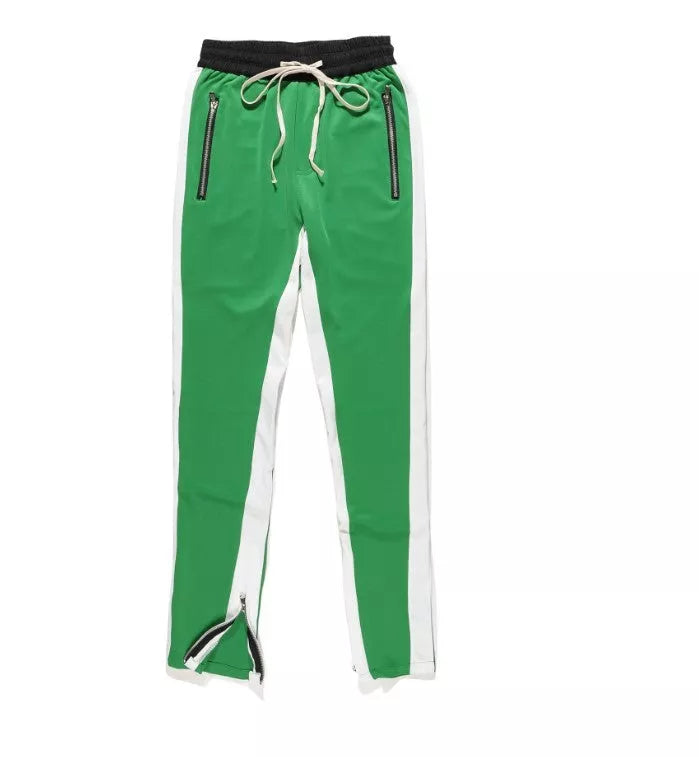 Men's casual pants with retro color stripe and inside zipper