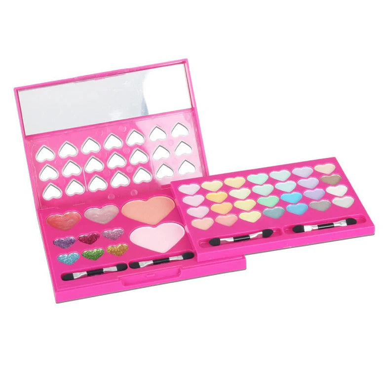 Children's cosmetic toys makeup box with four play accessories including makeup remover paper, nail polish, and lipstick