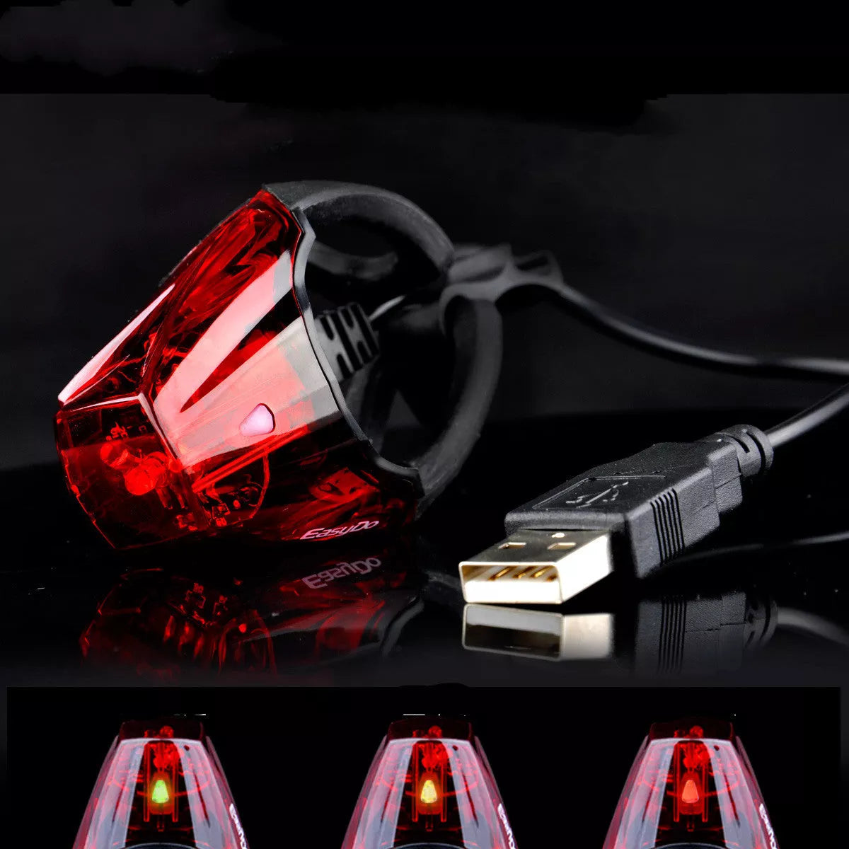 Bicycle tail light with 3 LED beads for night safety, waterproof, compact design