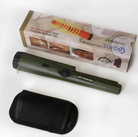 Garrett Pro-Pointer metal detector with black housing and waterproof search coil for precise target location