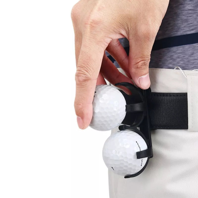 Black plastic golf ball holder clip for easy access during play