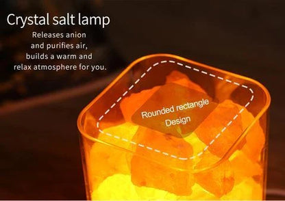 Himalayan salt lamp with warm, soothing glow and color-changing capabilities for air purification and relaxation