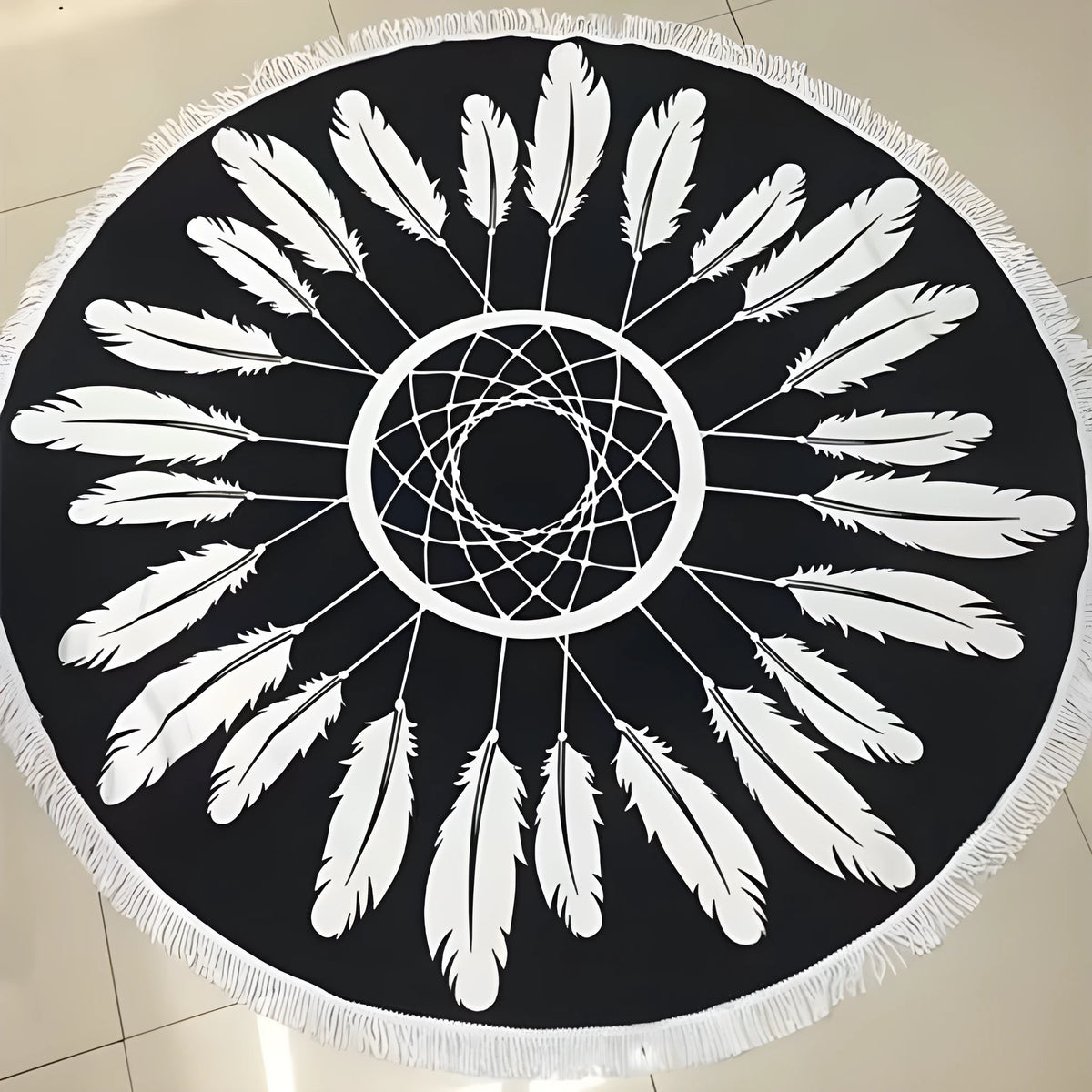 Round microfibre yoga mat, 150cm diameter and 250g, for yoga and stretching