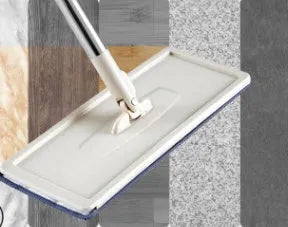 Wooden Floor Lazy Mop with Bucket and Microfibre Mop Head, 360-Degree Rotating Flat Mop for Wooden Floor, Tile and Marble, High-Strength Plastic and Aluminium Rod, Blue, 132cm Mop, 36cm Bucket, Extra Mop Heads Available