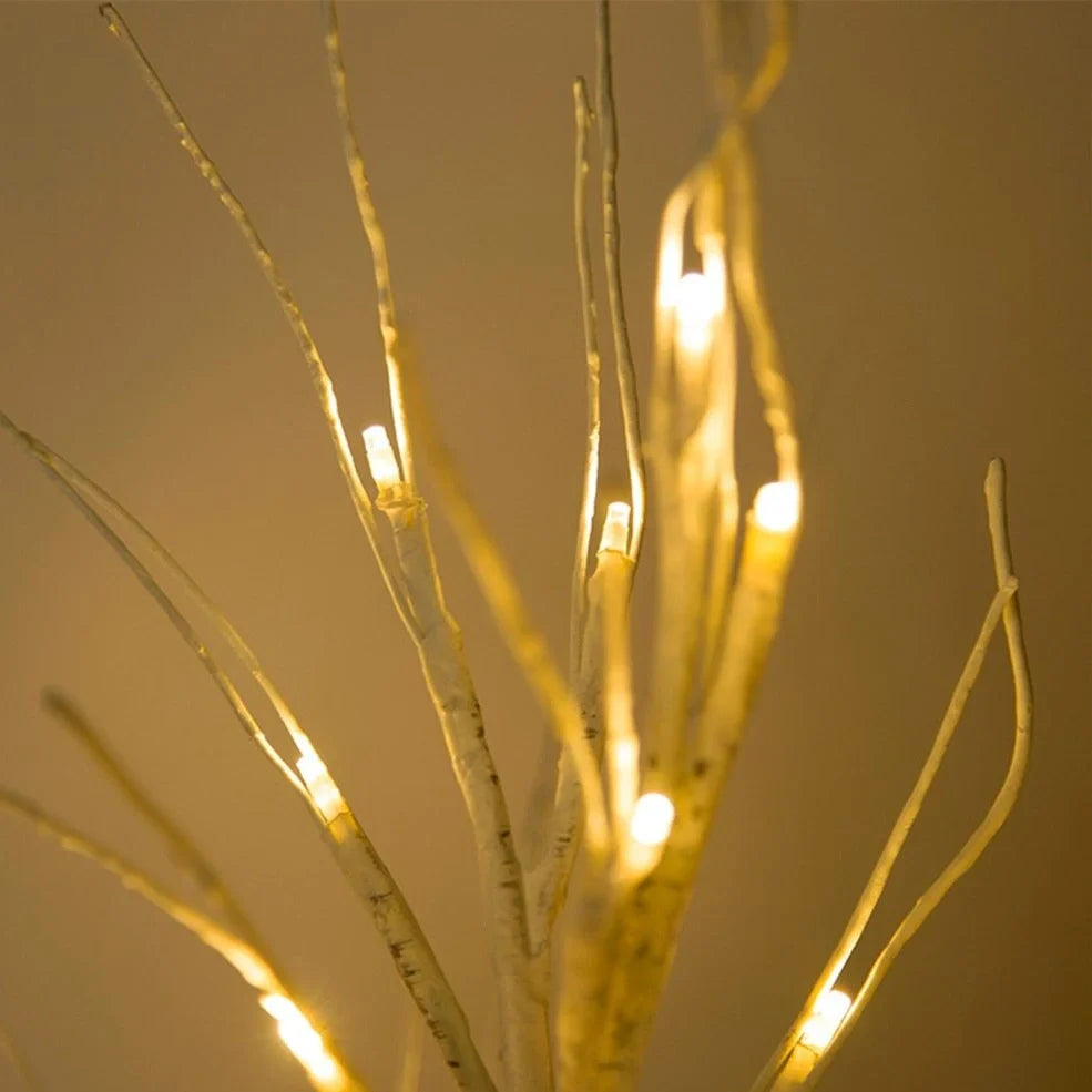 Birch tree LED decoration light with plastic housing and warm white illumination for outdoor gardens