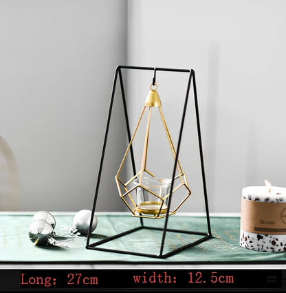 Geometric wrought iron candle holder in choice of 10 colours for home wall or table decoration