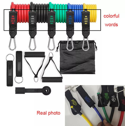 Fitness Rally Elastic Rope Resistance Band Set in multiple colors for full-body workouts