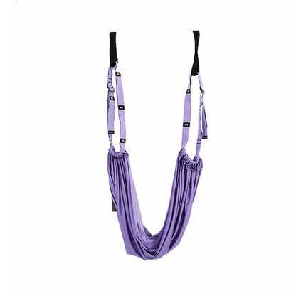 Adjustable yoga stretch belt in pink, green, or purple for full body workouts