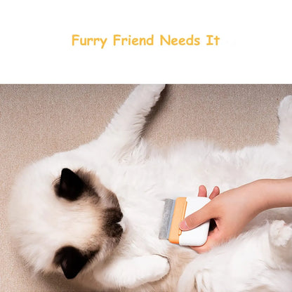 Blue double-sided pet grooming comb for cat and dog deshedding with portable design