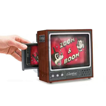 Vintage TV-styled phone magnifier for 8'' screen projection, black color