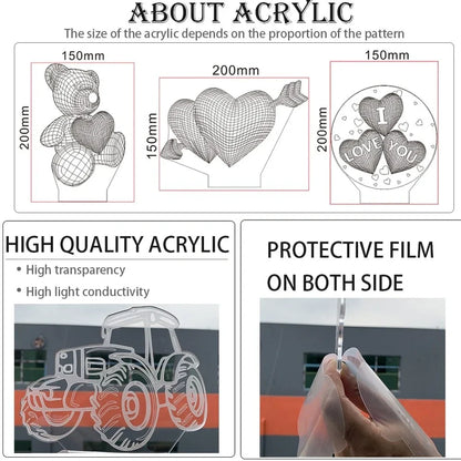 Custom 3D airplane hologram night light with optical acrylic panel and ABS base showing colour-changing illumination