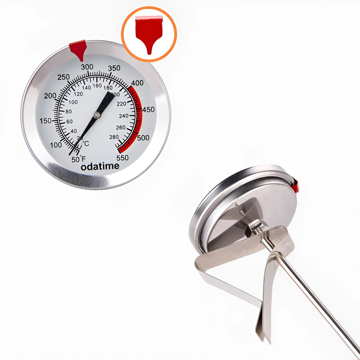 Pen-type digital food thermometer with stainless steel probe for oven, oil and liquid temperature measurement