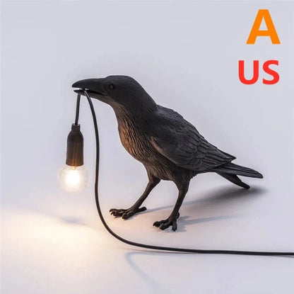 Elegant Resin Bird Wall Lamp illuminating a cozy room with its unique design
