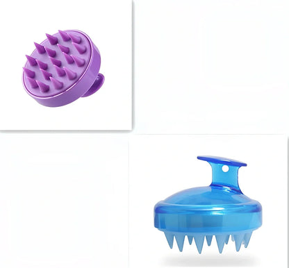 Black silicone shampoo brush with hook design measuring 8x8x7cm for scalp massage during hair washing